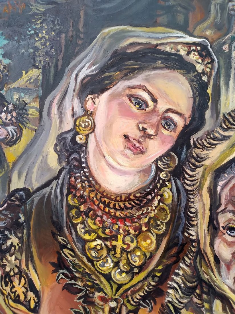 Oil painting Daughter and mom Alexander Arkadievich Litvinov - 3