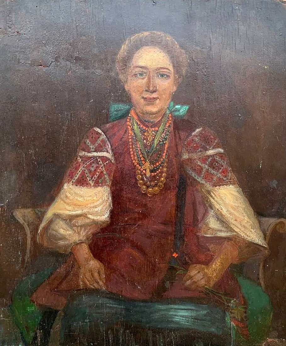 Oil painting Ukrainian woman in national costume Unknown artist: Title: Oil painting Ukrainian woman in national costume Unknown artist Description: No.1609 *** ABOUT THIS PAINTING *** * TITLE: "Ukrainian woman in national costume" * ARTISTS: Unknown artist * SIZE: