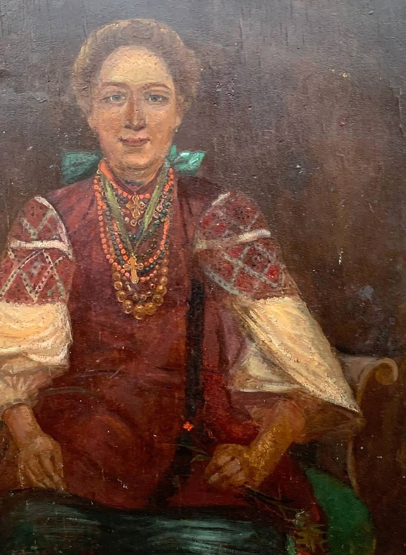 Oil painting Ukrainian woman in national costume Unknown artist - 6