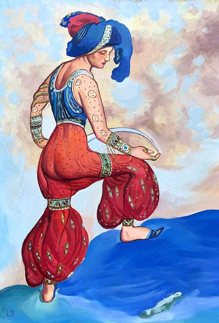 Oil painting Sketch of the costume of the red sultana Bakst Lev Samoilovich (1 of 9)