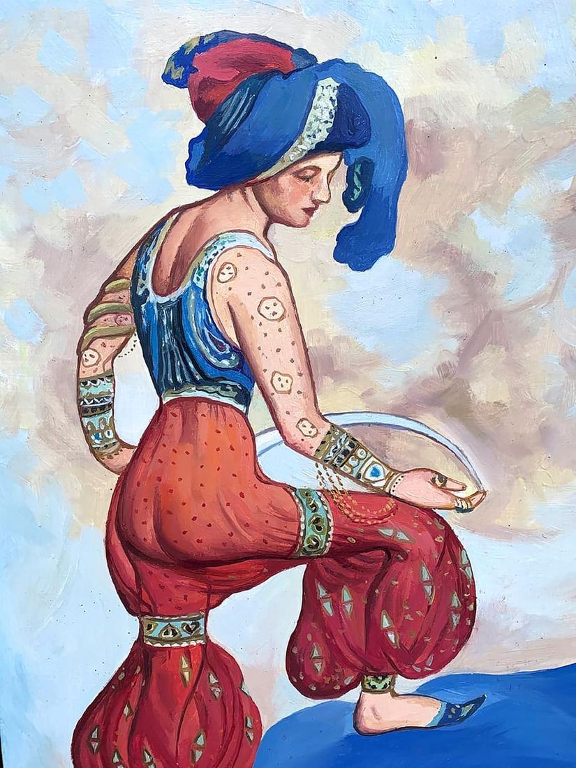 Oil painting Sketch of the costume of the red sultana Bakst Lev Samoilovich - 3