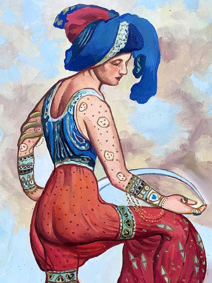 Oil painting Sketch of the costume of the red sultana Bakst Lev Samoilovich - 8
