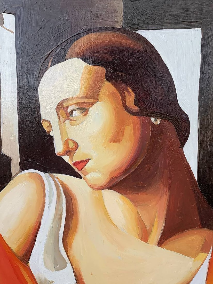 Oil painting Woman in furs (based on T. Lempicka) V. Konotopsky - 8