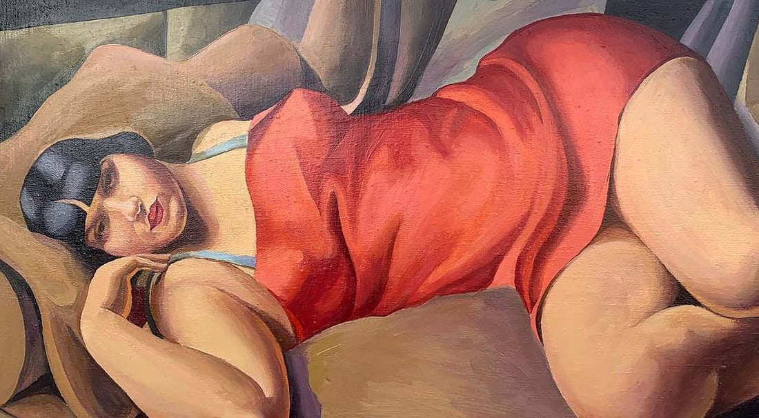 Oil painting Lady in Red (based on T. Lempicka) V. Konotopsky - 2