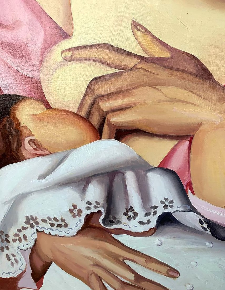 Oil painting Motherhood (based on T. Lempicka) V. Konotopsky - 6