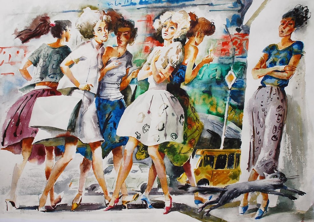 Watercolor painting Crosswalk Egor Ktpatunov: Title: Watercolor painting Crosswalk Egor Ktpatunov Description: No.Svash 40 *** ABOUT THIS PAINTING *** * TITLE: "Crosswalk" * ARTISTS: Egor Ktpatunov * SIZE: 50x65 cm/19.68x25.59 inches' * MEDIUM: