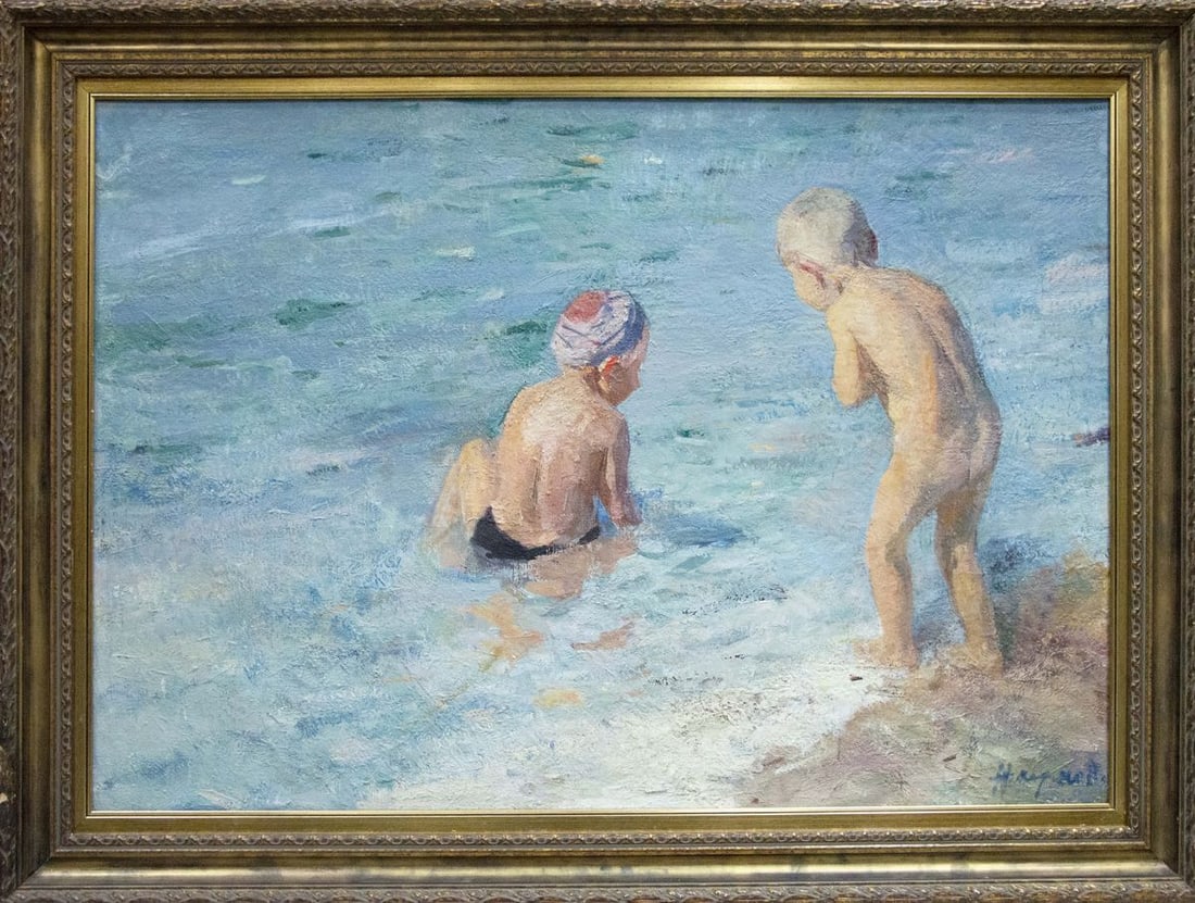 Oil painting Children by the sea Naumova Tamara Sergeevna (1 of 12)