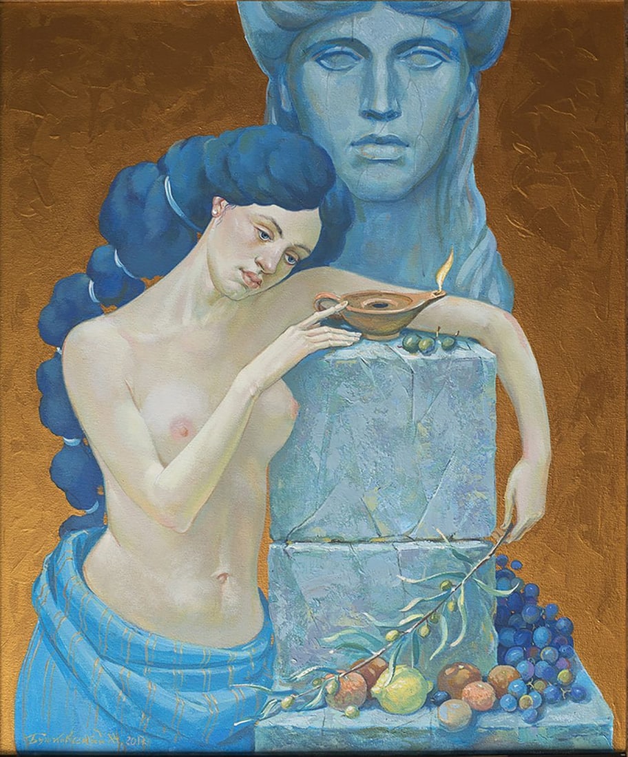 Acrylic painting Communicating with the gods Nicolay Vydcovsky (1 of 1)