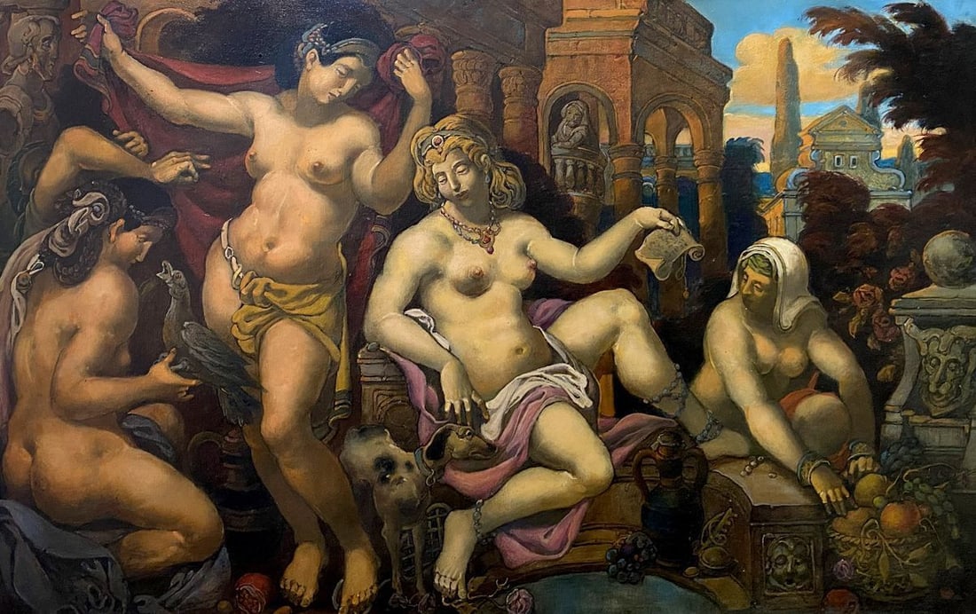 Oil painting Bathsheba Litvinov Oleg Arkad'yevich: Title: Oil painting Bathsheba Litvinov Oleg Arkad'yevich Description: No.Litv 422 *** ABOUT THIS PAINTING *** * TITLE: "Bathsheba" * ARTISTS: Litvinov Oleg Arkad'yevich * SIZE: 48x75 cm/18.89x29.52 in