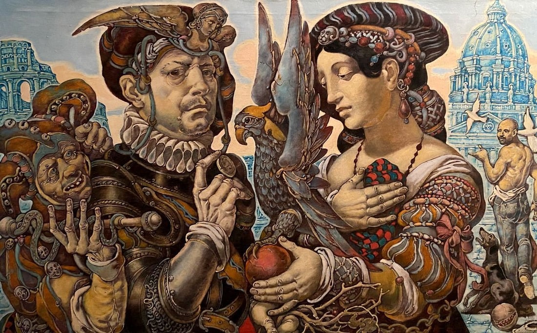 Oil painting Temptation in Rome Litvinov Oleg Arkad'yevich (1 of 12)