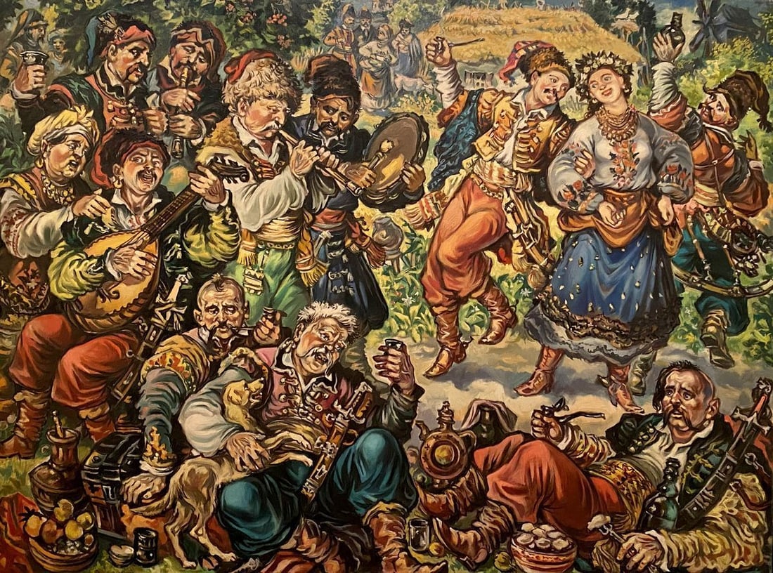 Oil painting Cossack fun Alexander Arkadievich Litvinov (1 of 10)