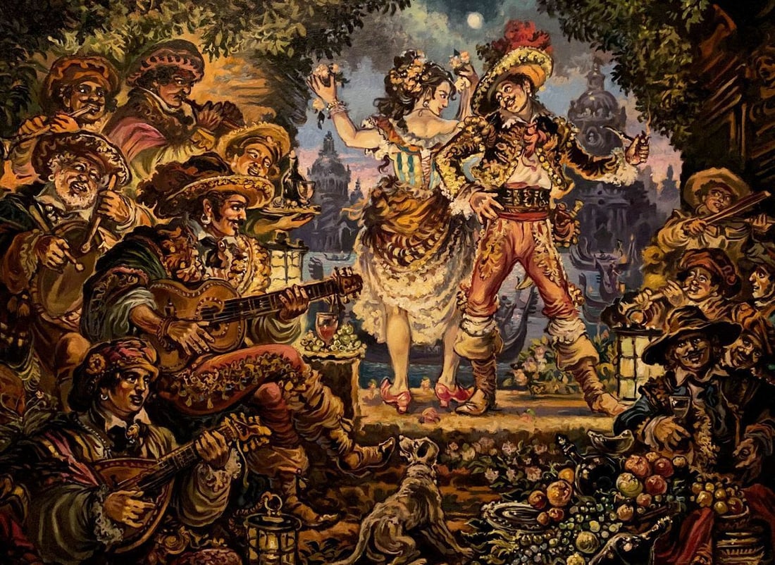 Oil painting Italian dance Alexander Arkadievich Litvinov (1 of 13)
