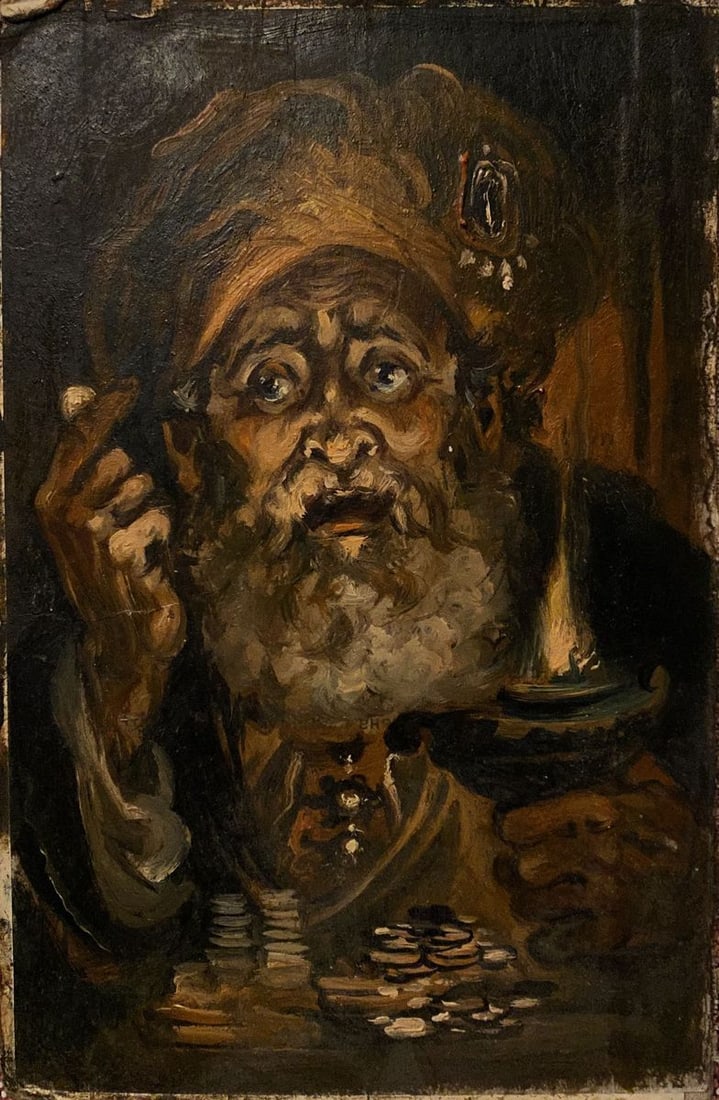 Oil painting Usurer Alexander Arkadievich Litvinov: Title: Oil painting Usurer Alexander Arkadievich Litvinov Description: No.Litv 641AAA *** ABOUT THIS PAINTING *** * TITLE: "Usurer" * ARTISTS: Alexander Arkadievich Litvinov * SIZE: 13,5?21 cm/ 5,31?8