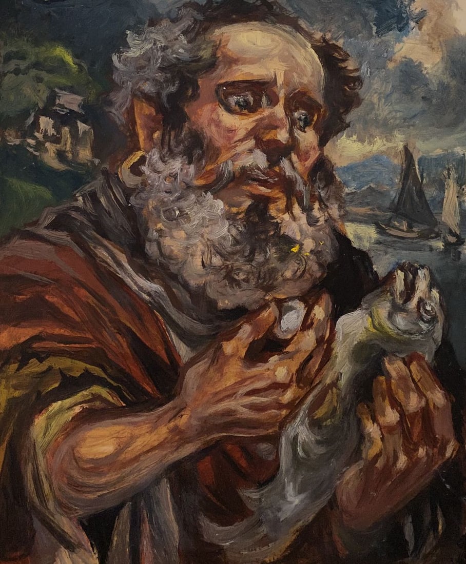 Oil painting Peter Alexander Arkadievich Litvinov: Title: Oil painting Peter Alexander Arkadievich Litvinov Description: No.Litv 702 *** ABOUT THIS PAINTING *** * TITLE: "Peter" * ARTISTS: Alexander Arkadievich Litvinov * SIZE: 25x31 cm/9,84x12,2 inch