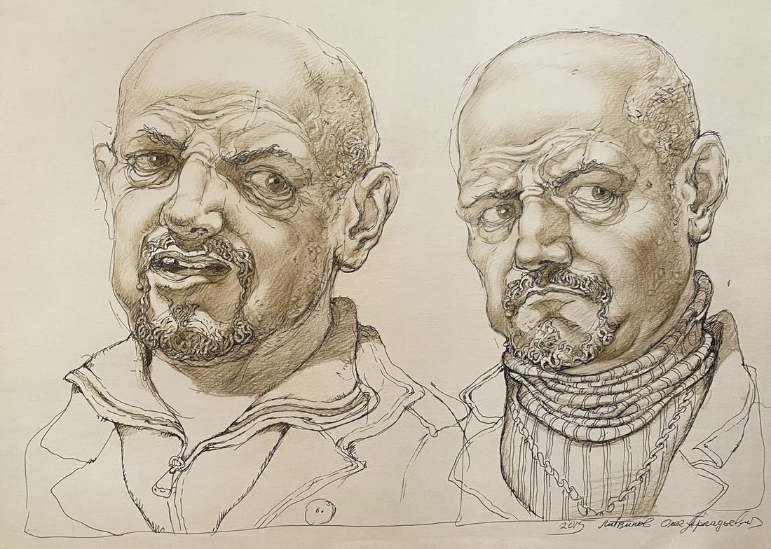 Pencil, mascara, painting Portraits II Litvinov Oleg Arkad'yevich (1 of 7)
