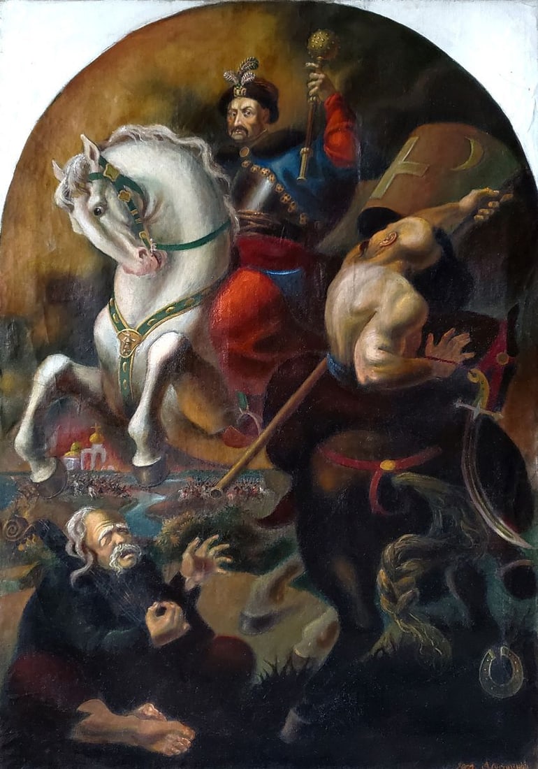 Oil painting Bogdan Khmelnitsky Litvinov Daniil Olegovich: Title: Oil painting Bogdan Khmelnitsky Litvinov Daniil Olegovich Description: No.Litv 1114 *** ABOUT THIS PAINTING *** * TITLE: "Bogdan Khmelnitsky" * ARTISTS: Litvinov Daniil Olegovich * SIZE: 94x67