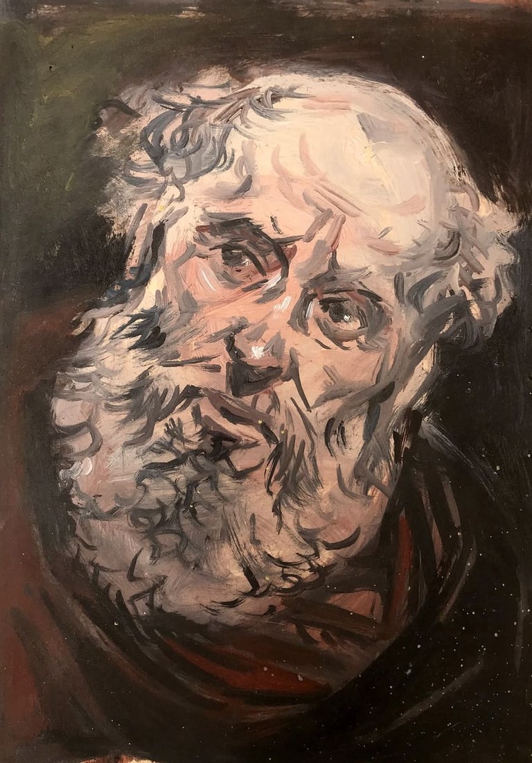 Oil painting Portrait of a man Alexander Arkadievich Litvinov: Title: Oil painting Portrait of a man Alexander Arkadievich Litvinov Description: No.AAA2837"Portrait of a Man" is a captivating oil painting that showcases the striking visage of an elderly