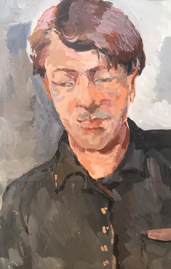 Oil painting Portrait of a friend Alexander Arkadievich Litvinov: Title: Oil painting Portrait of a friend Alexander Arkadievich Litvinov Description: No.AAA2916In strokes of vibrant oil colors, the canvas unveils a captivating portrait titled "Portrait of a Friend.