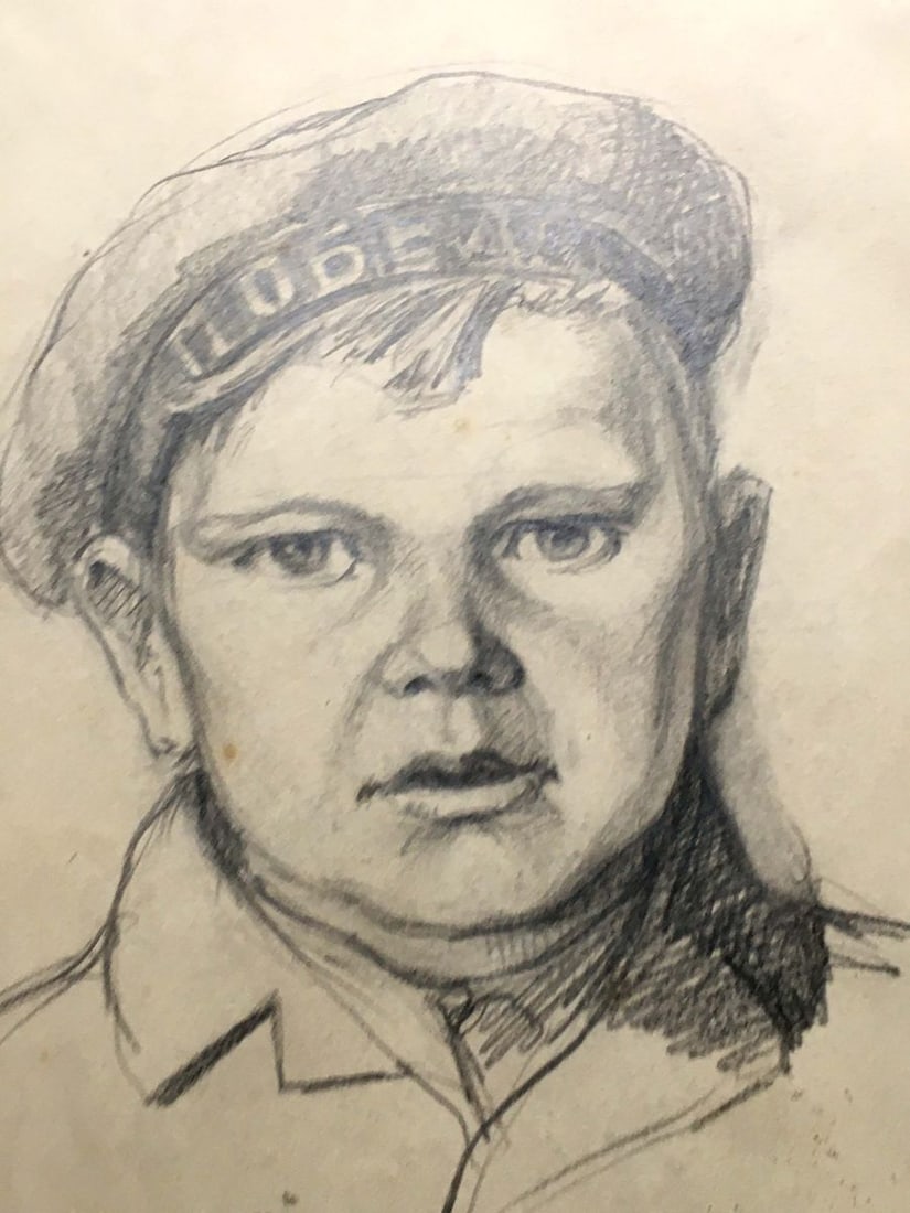 Pencil painting Portrait of son Dmitry Lednev (1 of 4)