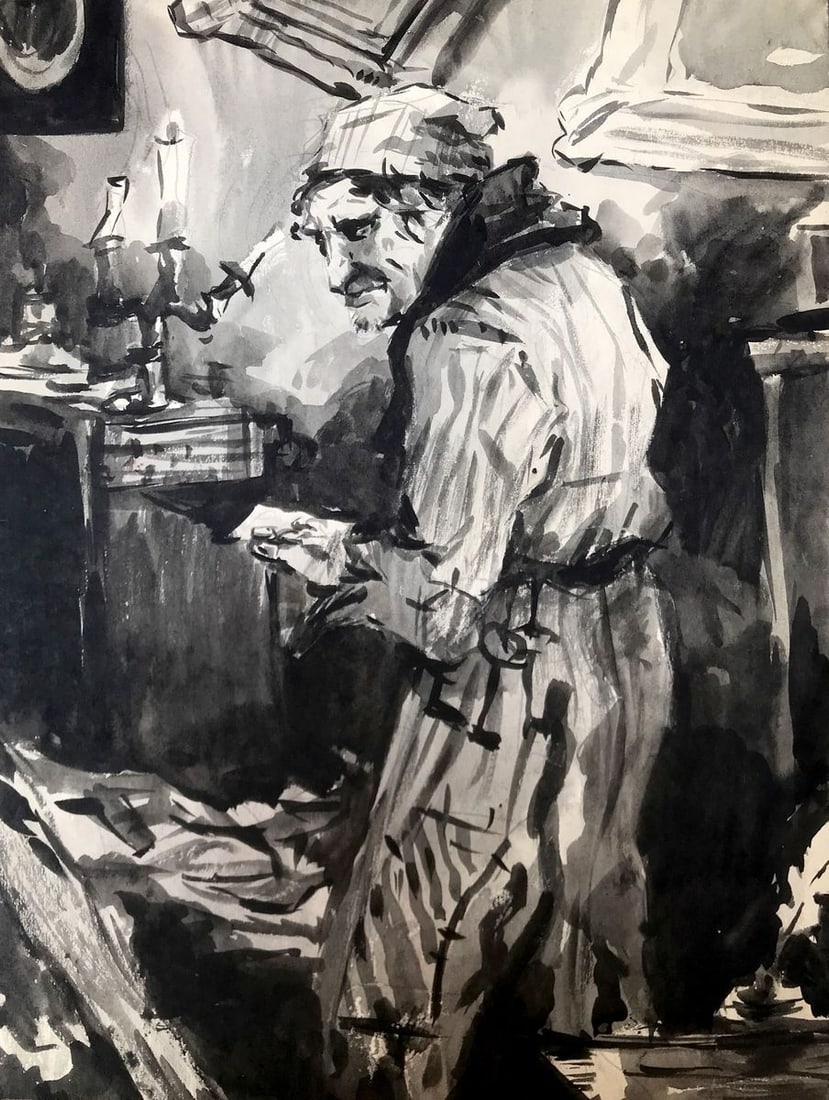 Watercolor painting Portrait of a man Alexander Arkadievich Litvinov (1 of 12)