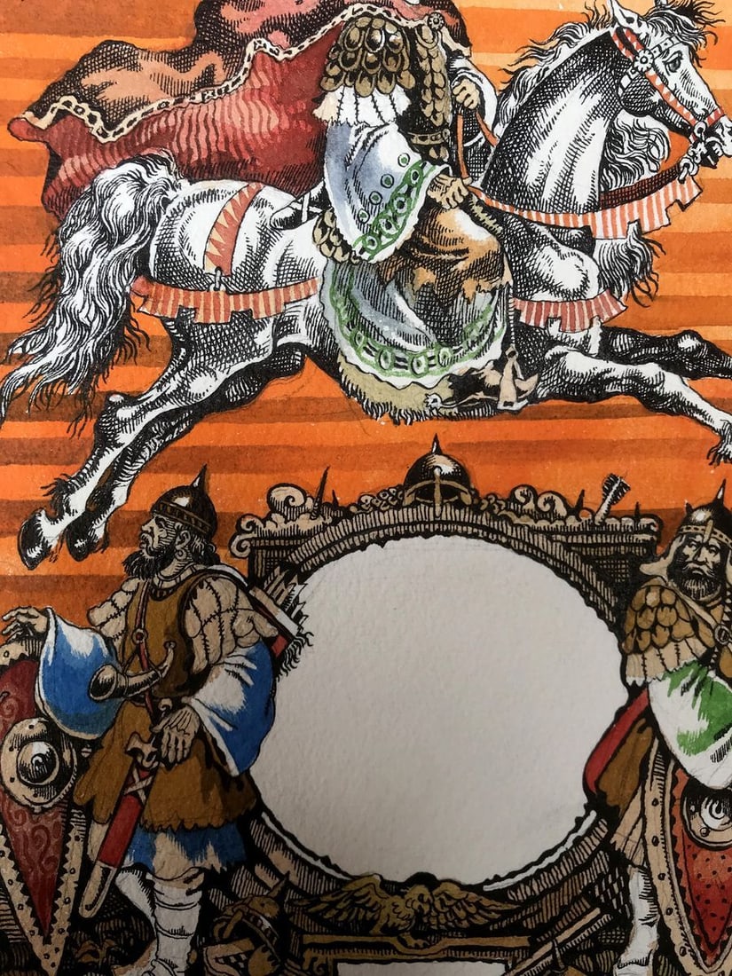 Watercolor painting King on horseback Alexander Arkadievich Litvinov - 7