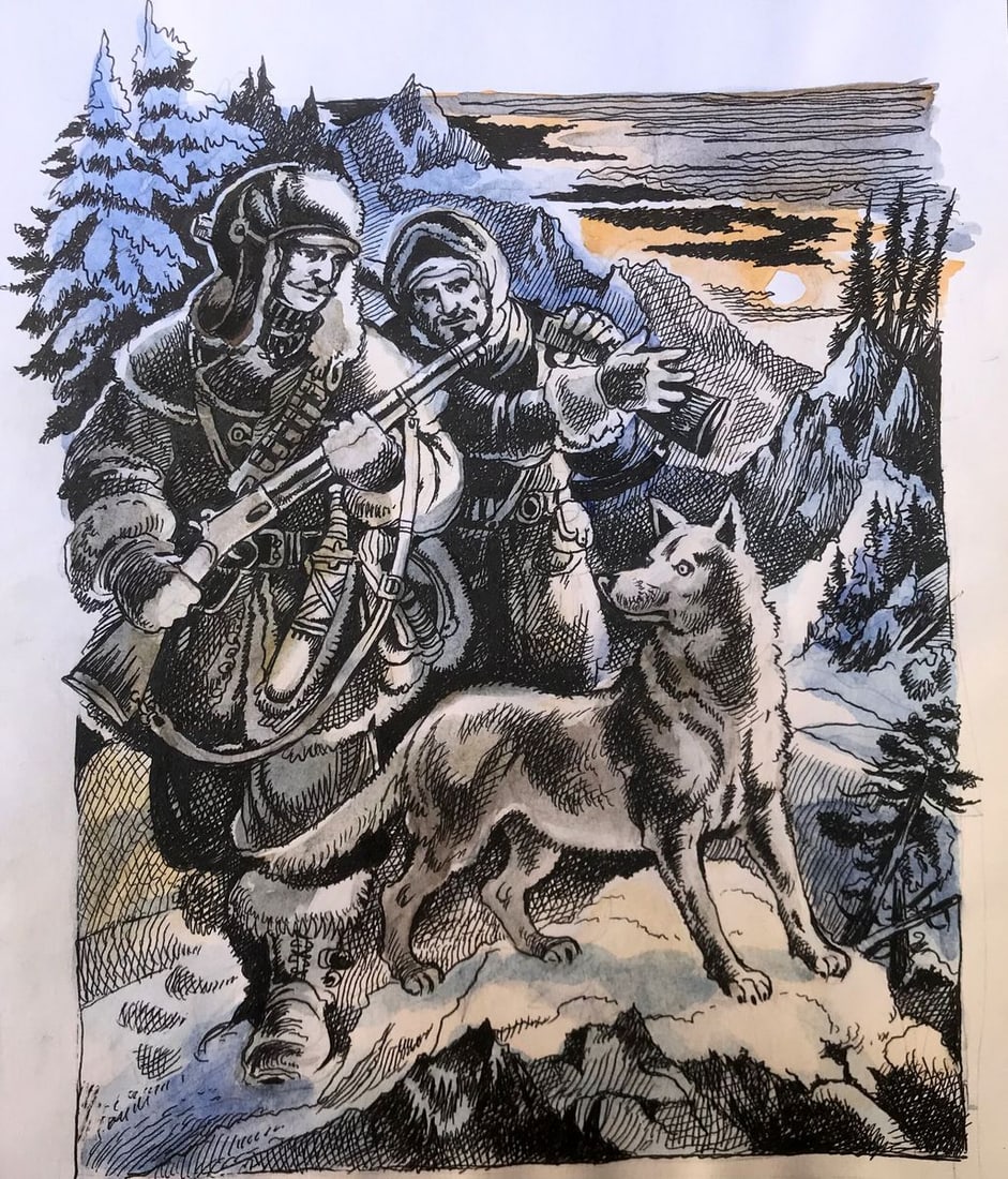 Pen painting Hunters Alexander Arkadievich Litvinov (1 of 12)