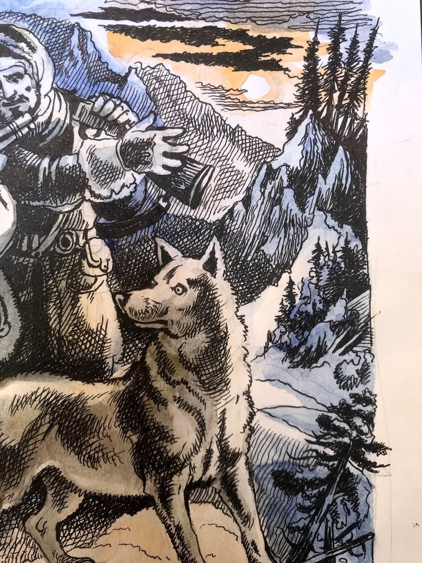 Pen painting Hunters Alexander Arkadievich Litvinov - 9