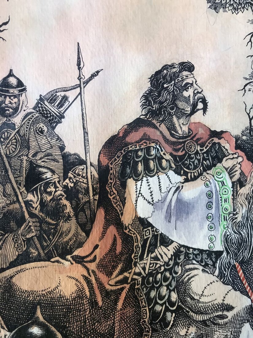 Pen painting Behind the king Alexander Arkadievich Litvinov - 6
