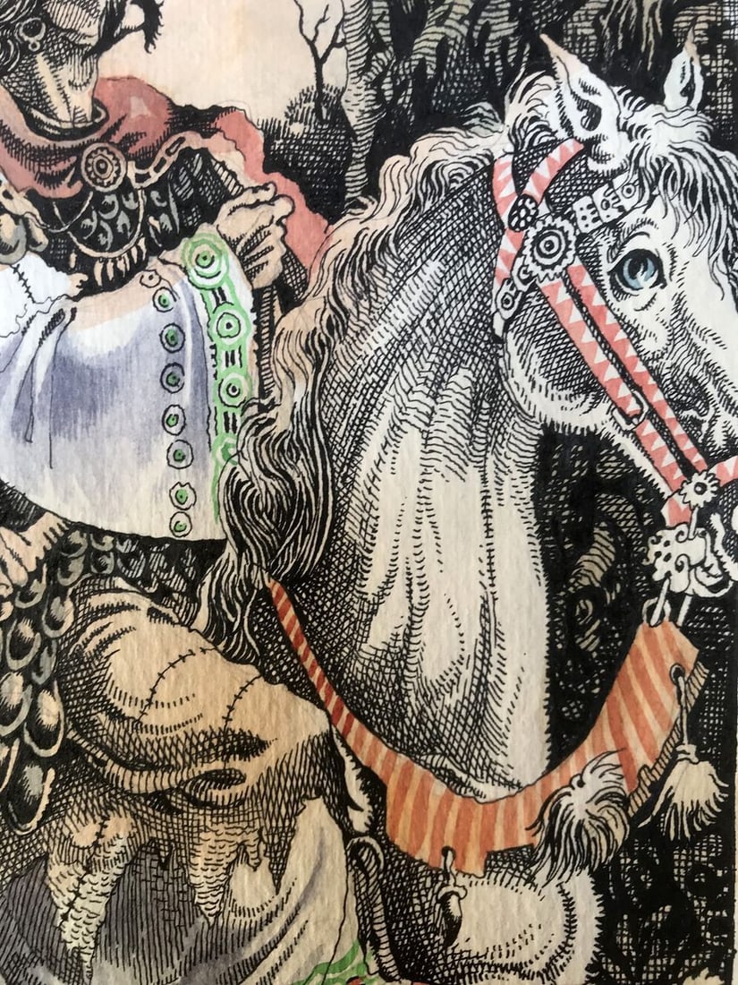 Pen painting Behind the king Alexander Arkadievich Litvinov - 9