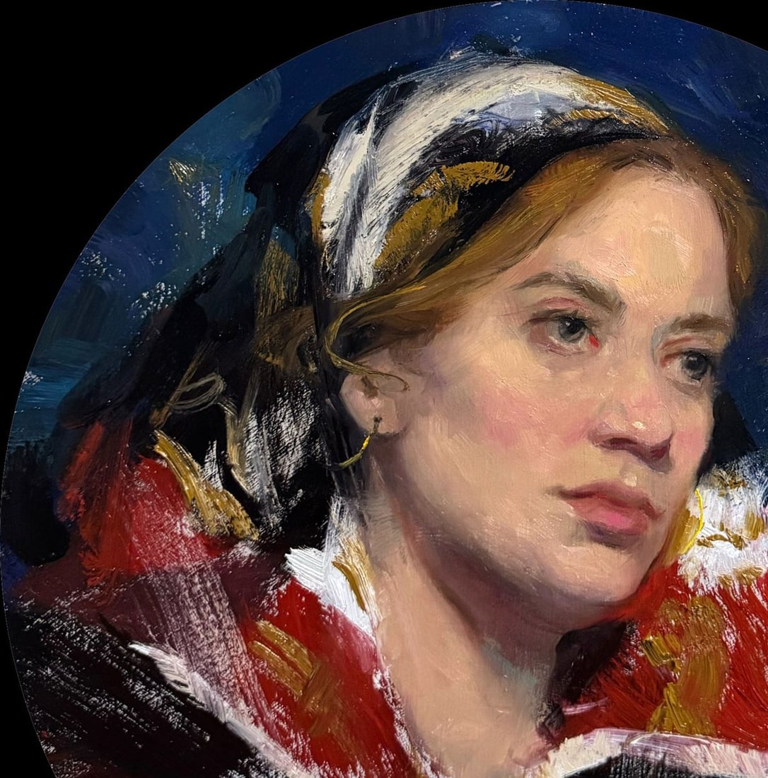 Oil painting Bea looks into the Distance Annam Butt - 2