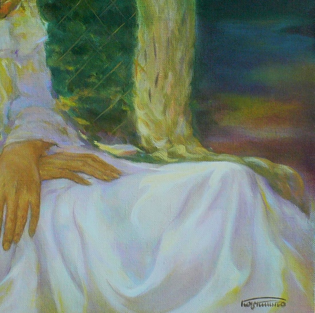 Oil painting Girl in the garden Vasily Korkishko - 2