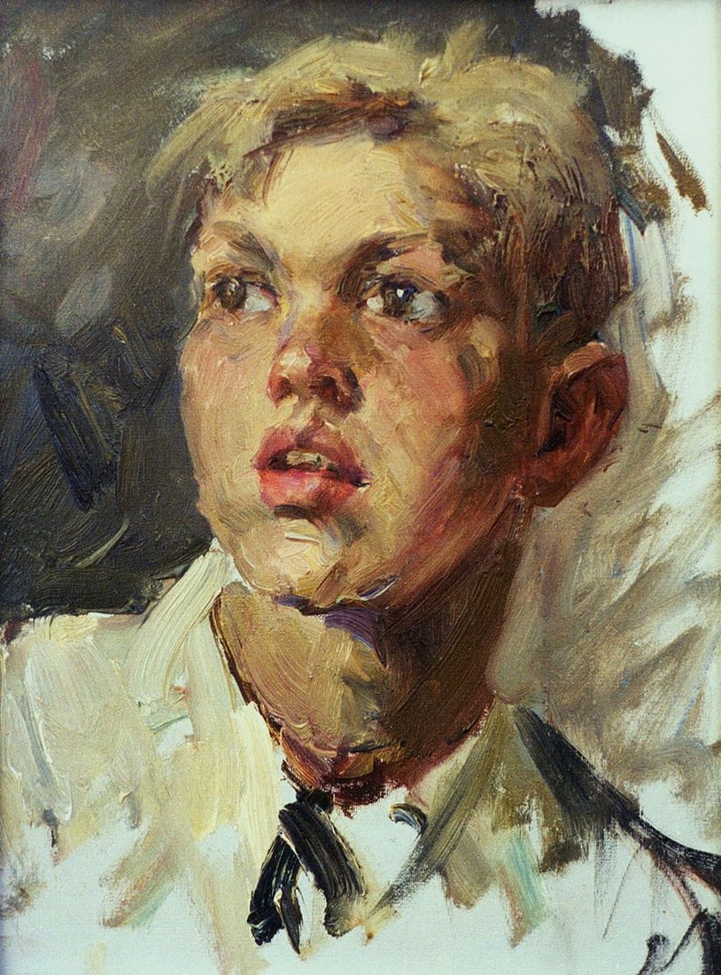 Oil painting Portrait of a boy Vasily Korkishko: Title: Oil painting Portrait of a boy Vasily Korkishko Description: No.Kork 244*** ABOUT THIS PAINTING **** TITLE: "Portrait of a boy" * ARTISTS: Vasily Korkishko* SIZE: 30x20 cm/11.81x7.87 inches'* M