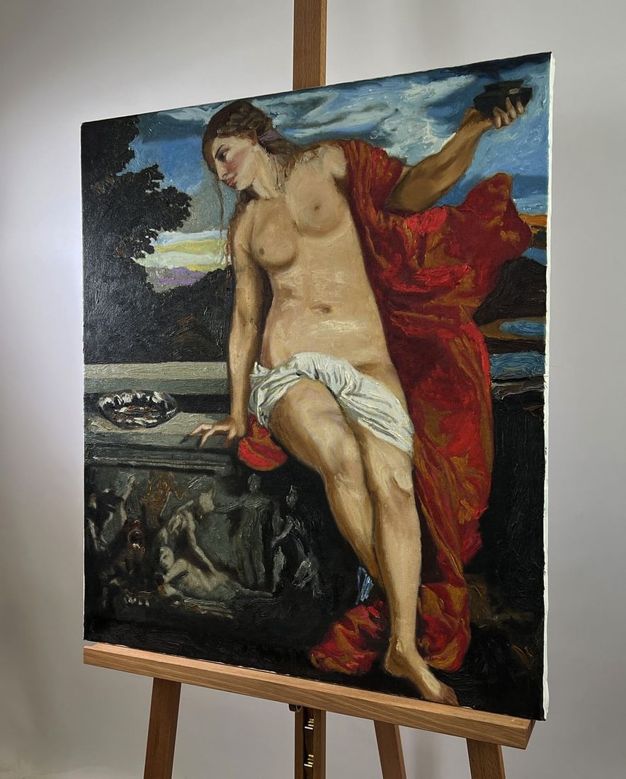 Oil painting A naked girl is resting Oleksandr Gukalov - 2