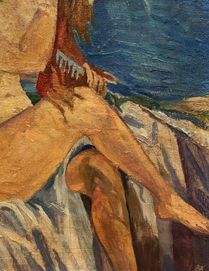 Oil painting A light breeze on the shore Unknown artist - 4
