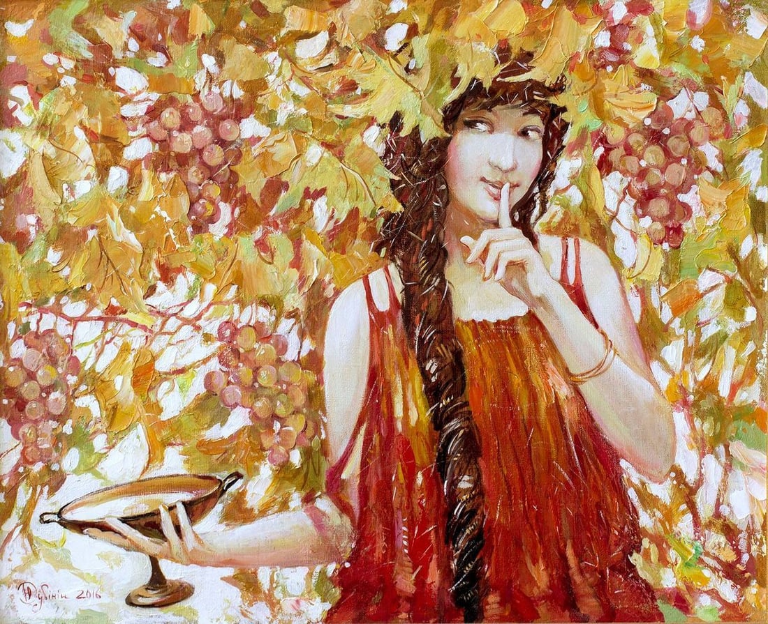 Acrylic painting Young wine Titinin Yurii: Title: Acrylic painting Young wine Titinin Yurii Description: No.Dub 20 *** ABOUT THIS PAINTING *** * TITLE: "Young wine" * ARTISTS: Titinin Yurii * SIZE: 50x70 cm/19.68x27.55 inches' * MEDIUM: