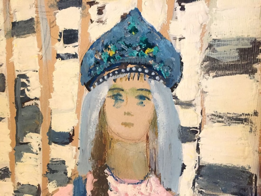 Oil painting Girl in a birch grove Leonid Mikhailovich Stil' - 4