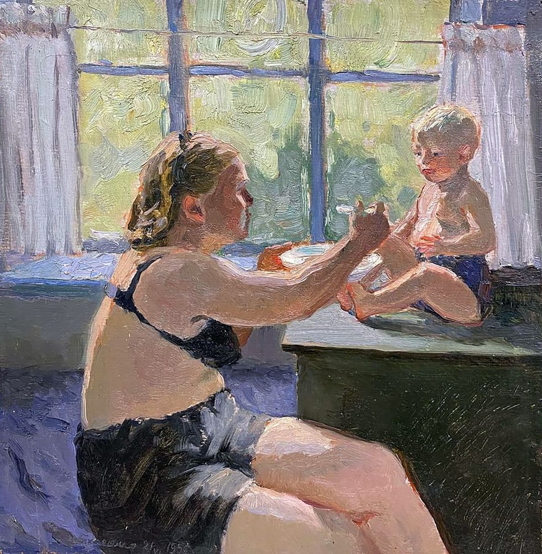 Oil painting Mother Tkachenko Evgeny Nikolaevich: Title: Oil painting Mother Tkachenko Evgeny Nikolaevich Description: No.GS 337*** ABOUT THIS PAINTING **** TITLE: "Mother"* ARTISTS: Tkachenko Evgeny Nikolaevich* SIZE: 34x32 cm/13.38x12.59 inches'* M