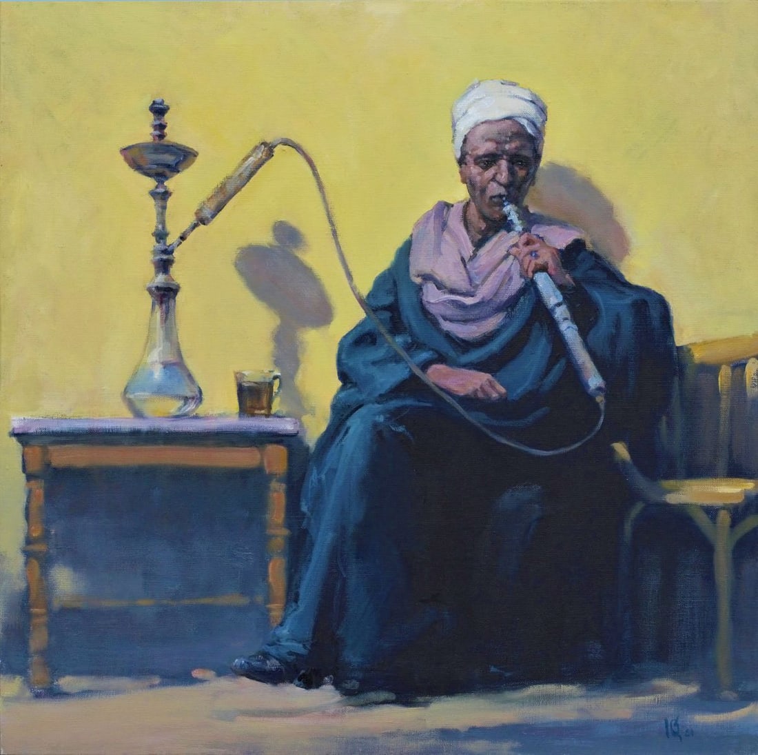 Oil painting Hookah smoker Cairo Oleg Kateryniuk (1 of 5)