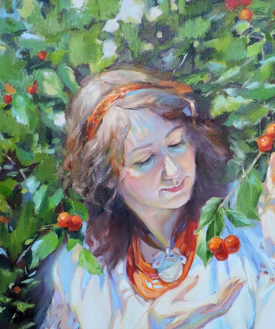 Oil painting Under the cherries Procach Olesia - 2
