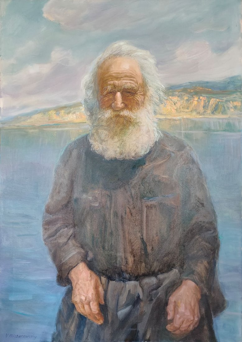 Oil painting Athos monk father Siluan Mishurovsky V. V. (1 of 9)