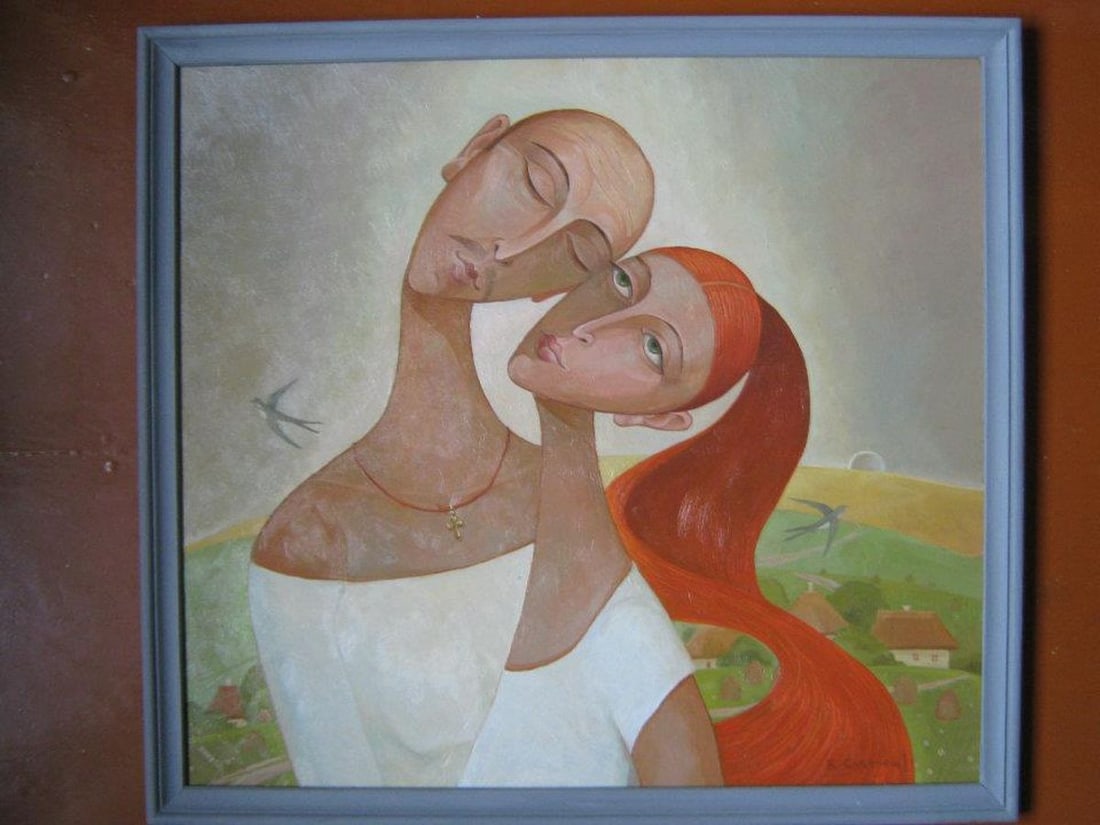 Oil painting Couple portrait Kalebets Valery: Title: Oil painting Couple portrait Kalebets Valery Description: No.Sav 21 *** ABOUT THIS PAINTING *** * TITLE: "Couple portrait" * ARTISTS: Kalebets Valery * SIZE: 55x55 cm/21.65x21.65 inches' * MEDI