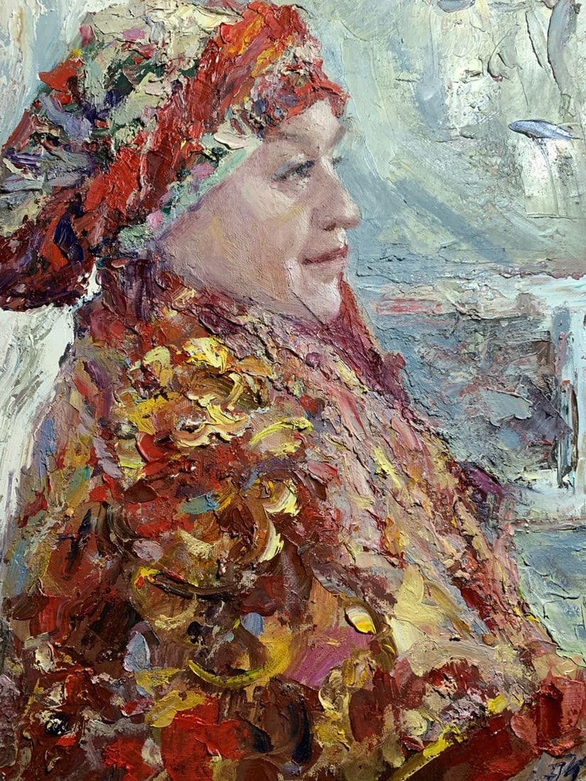 Oil painting Woman in a shawl Alexander Nikolaevich Cherednichenko: Title: Oil painting Woman in a shawl Alexander Nikolaevich Cherednichenko Description: No.Cher 162 *** ABOUT THIS PAINTING *** * TITLE: "Woman in a shawl" * ARTISTS: Alexander Nikolaevich