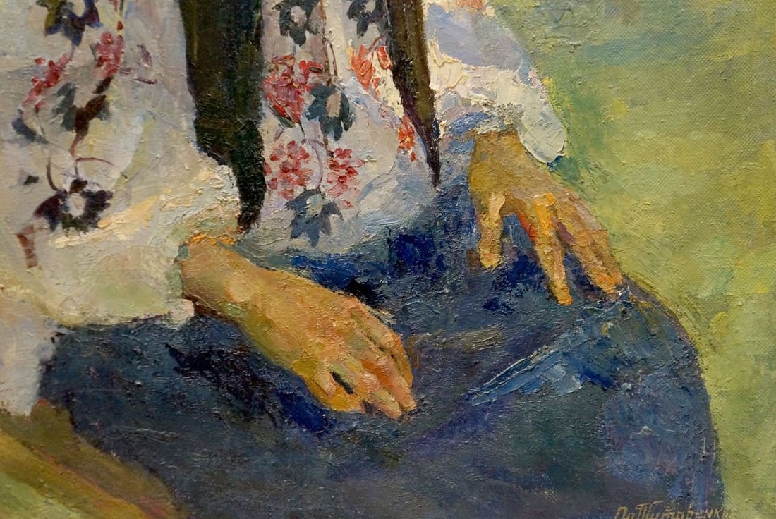 Oil painting Portrait of grandmother Tytarenko Odarka Anatoliivna - 5