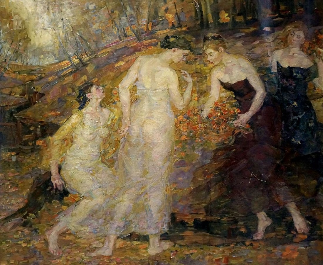Oil painting Girls in the forest Tytarenko Odarka Anatoliivna: Title: Oil painting Girls in the forest Tytarenko Odarka Anatoliivna Description: No.Verns 1233 *** ABOUT THIS PAINTING *** * TITLE: "Girls in the forest" * ARTISTS: Tytarenko Odarka Anatoliivna * SIZ