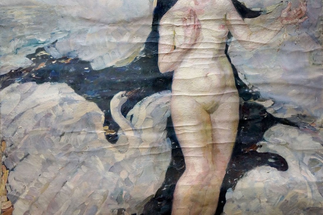 Oil painting Naked girl with a swan Titarenko Maria Anatolyevna - 3