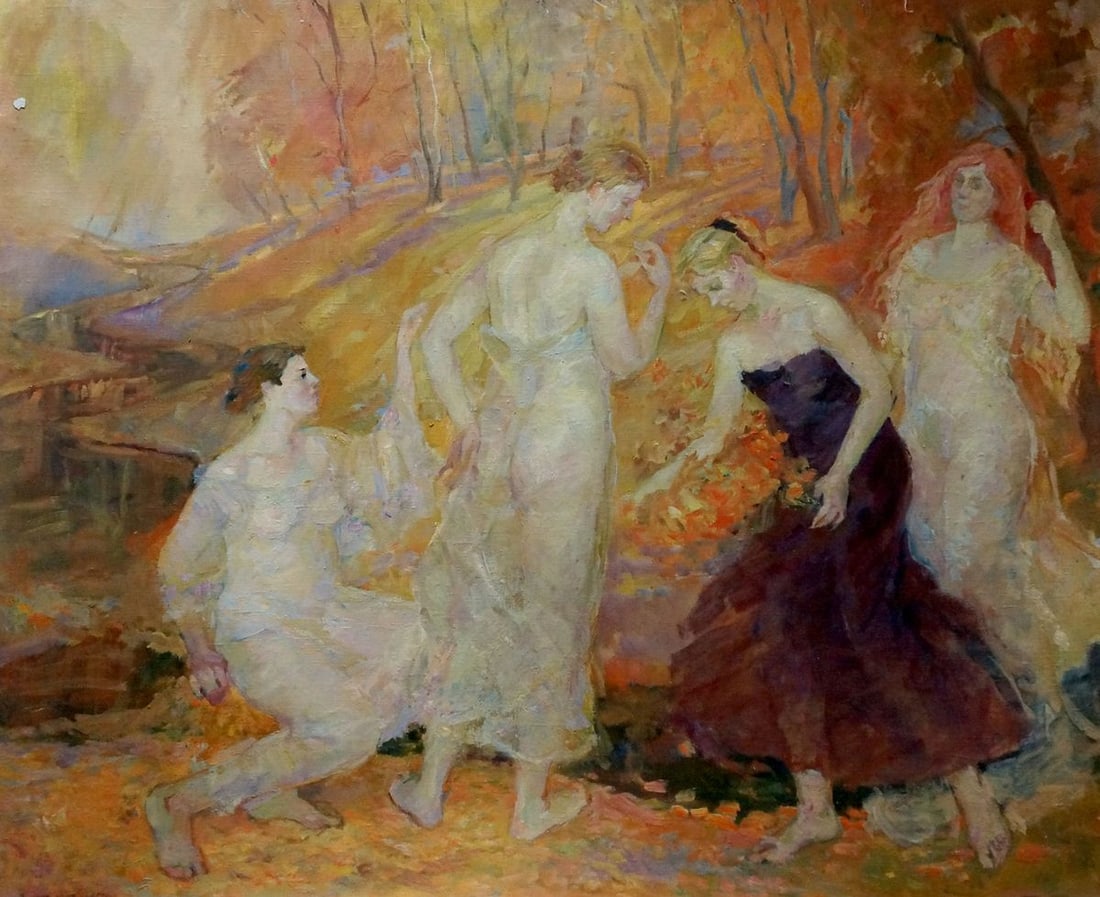 Oil painting Girls in the forest Tytarenko Odarka Anatoliivna: Title: Oil painting Girls in the forest Tytarenko Odarka Anatoliivna Description: No.Verns 1248 *** ABOUT THIS PAINTING *** * TITLE: "Girls in the forest" * ARTISTS: Tytarenko Odarka Anatoliivna * SIZ