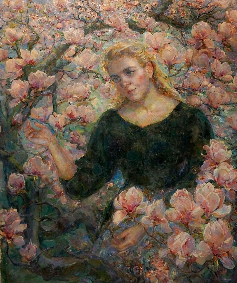 Oil painting Girl among flowers Titarenko Maria Anatolyevna (1 of 8)