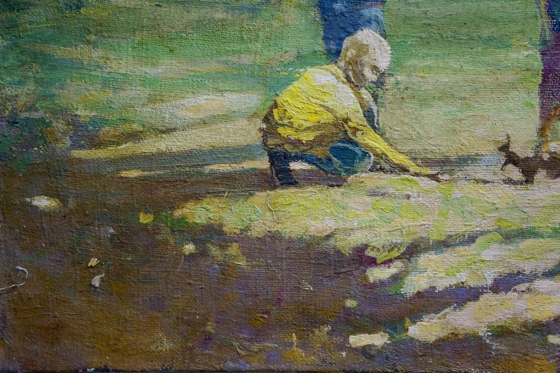 Oil painting Kids in the forest - 2