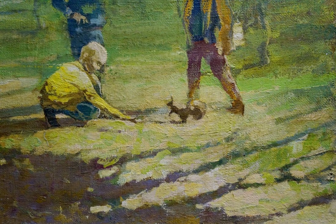 Oil painting Kids in the forest - 5