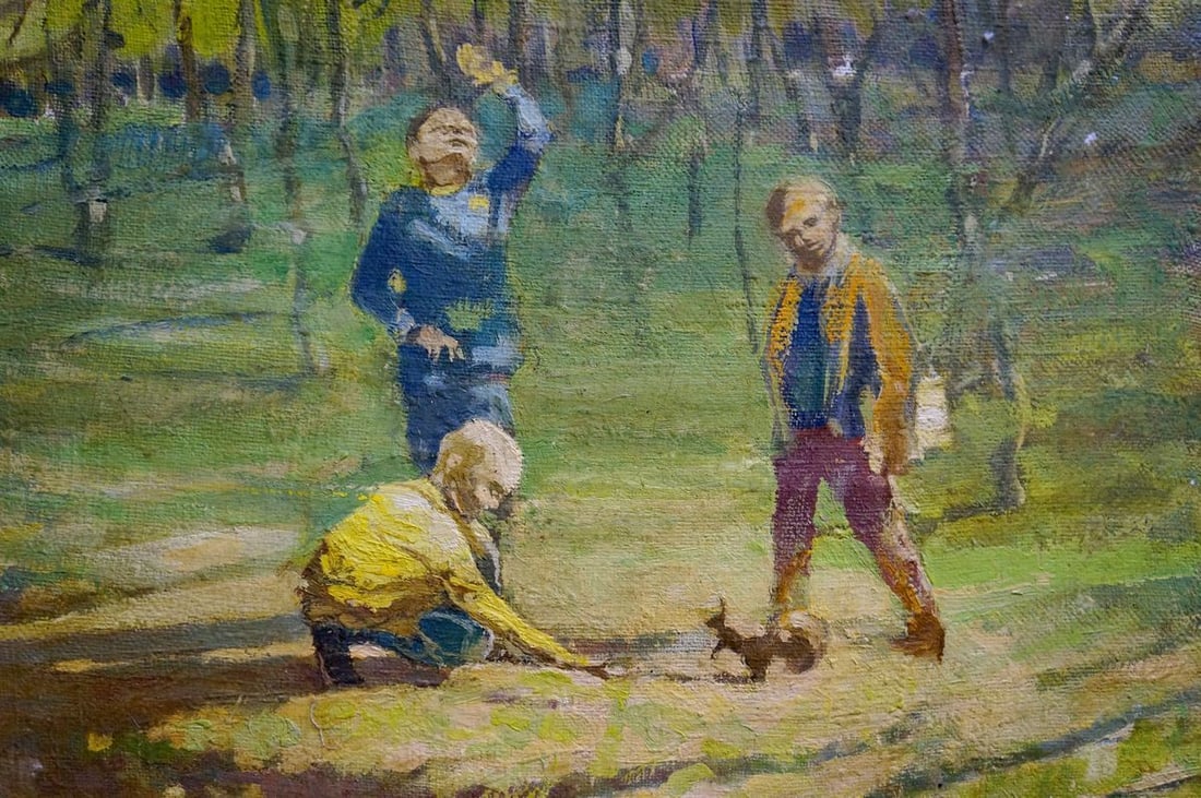 Oil painting Kids in the forest - 6